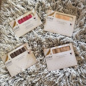 Color Street Nail Strips - Bold Red, Soft Pink, Rich Brown, Glittering Gold